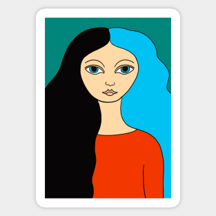 Black Blue haired girl Sticker